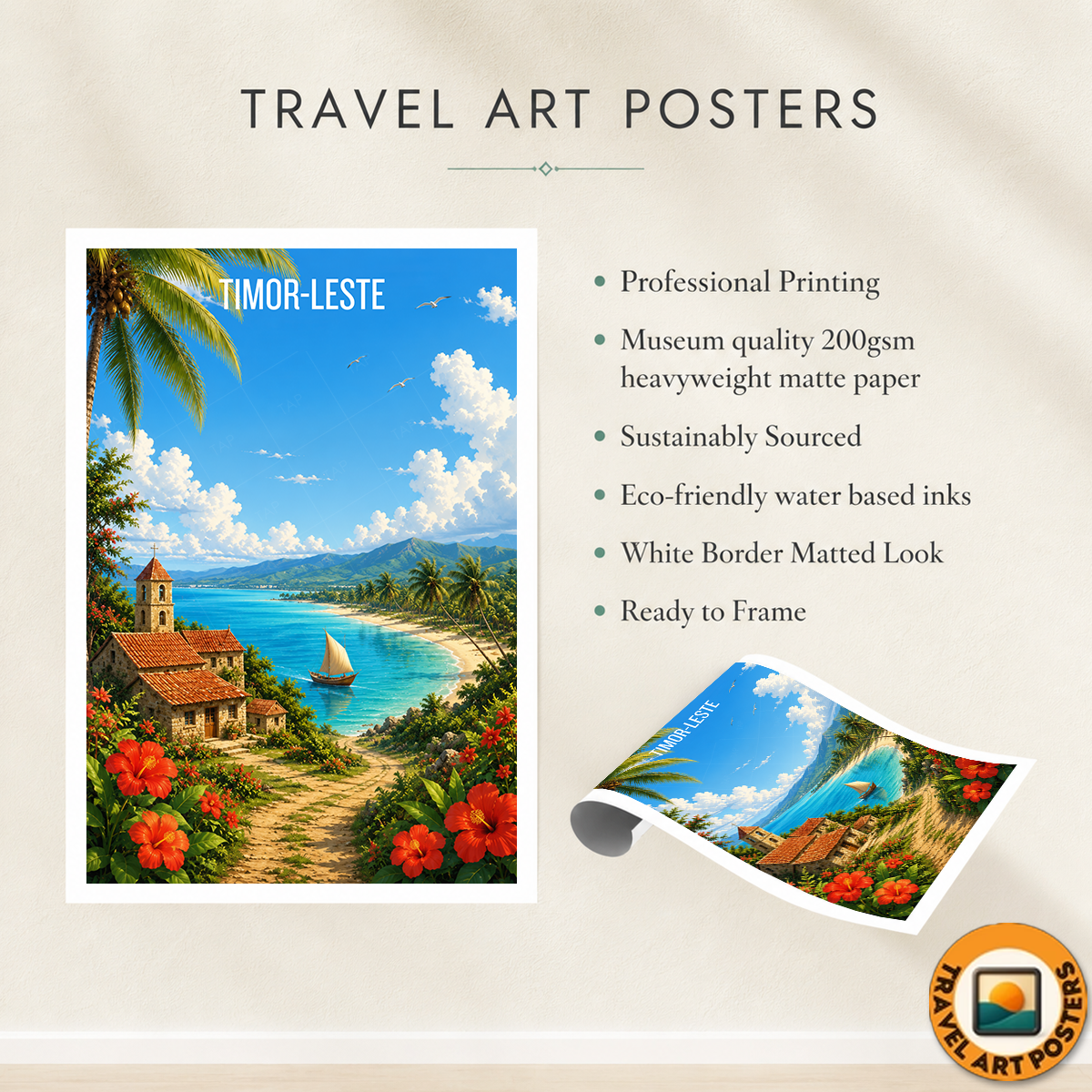 Timor-Leste - Travel Poster Vintage Style Wall Art Print