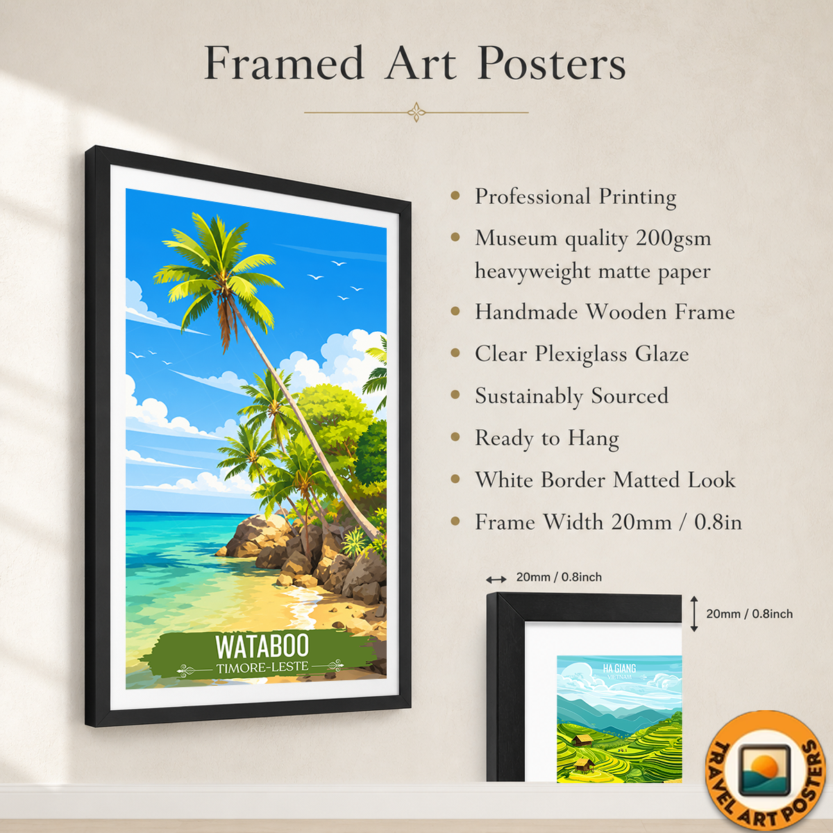 Wataboo - Timor-Leste - Travel Poster Vintage Style Wall Art Print
