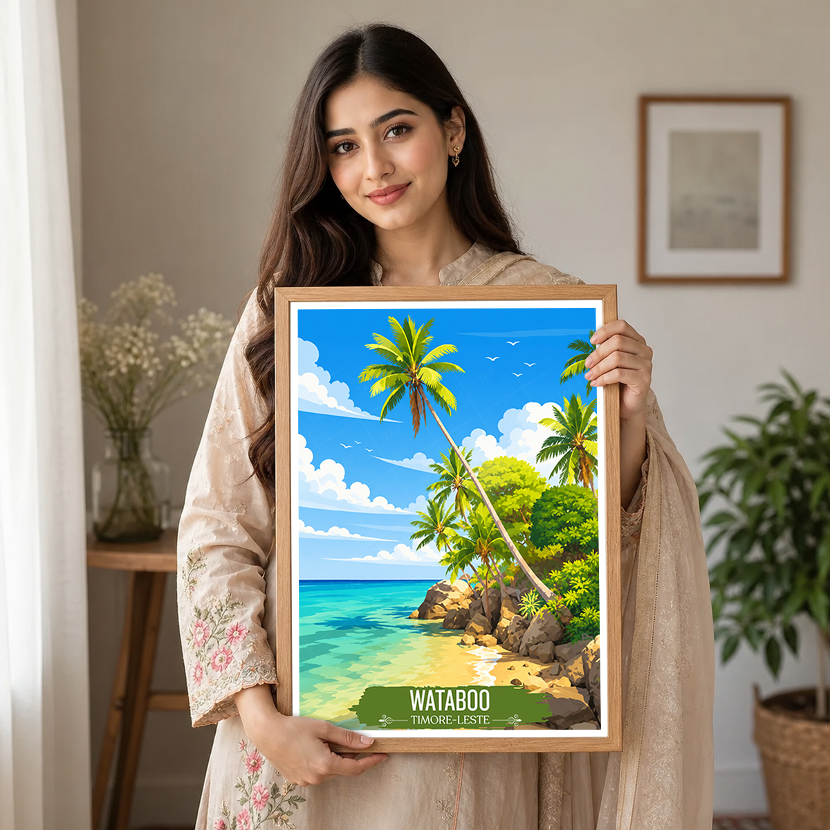 Wataboo - Timor-Leste - Travel Poster Vintage Style Wall Art Print