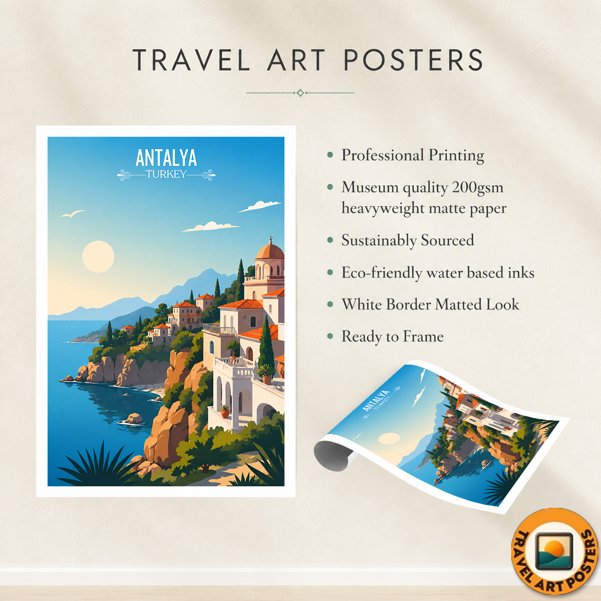 Antalya - Turkey - Travel Art Wall Deco Poster Print - Art Print - Travel Art Poster