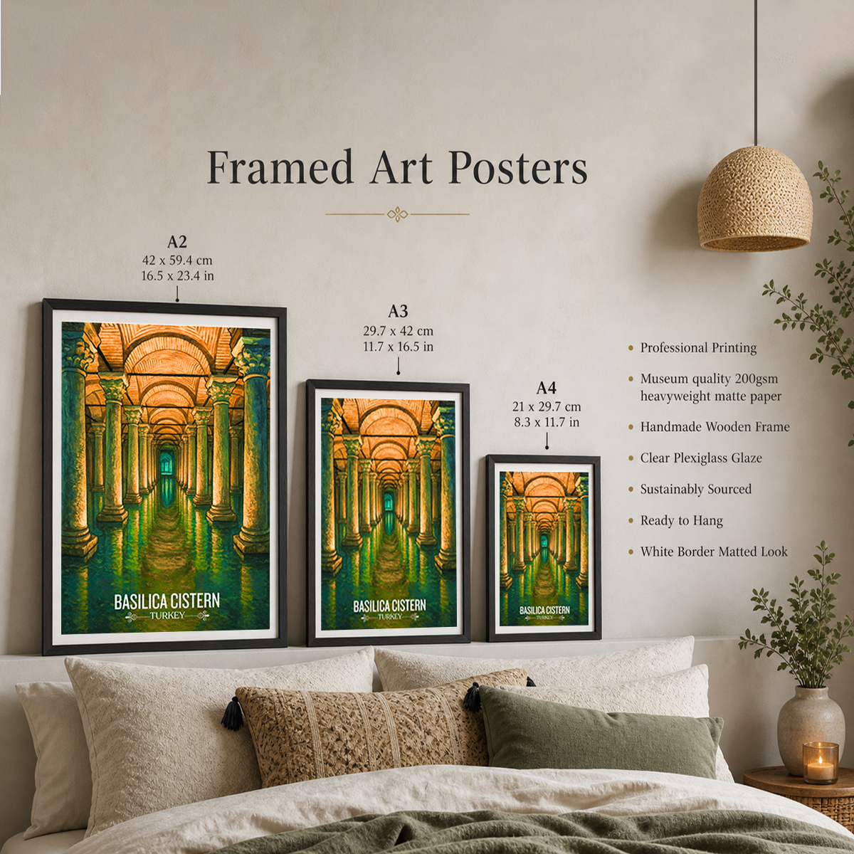 Basilica Cistern - Turkey - Travel Art Wall Deco Poster Print - Art Print - Travel Art Poster