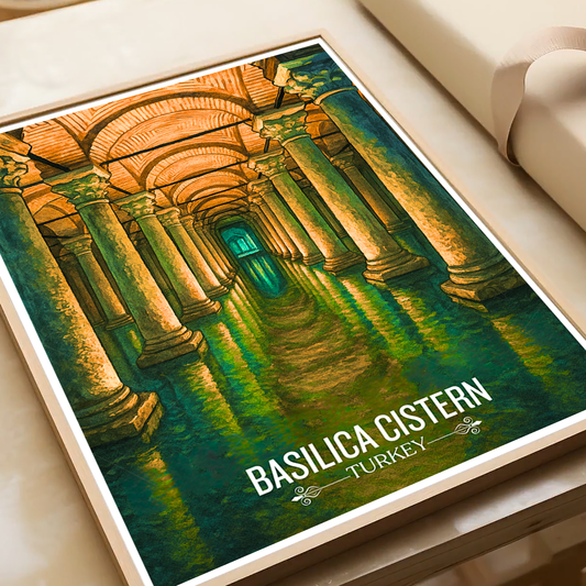 Basilica Cistern - Turkey - Travel Art Wall Deco Poster Print - Art Print - Travel Art Poster
