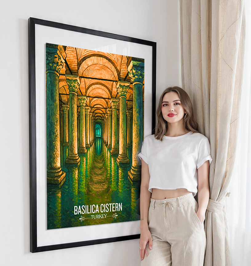 Basilica Cistern - Turkey - Travel Art Wall Deco Poster Print - Art Print - Travel Art Poster