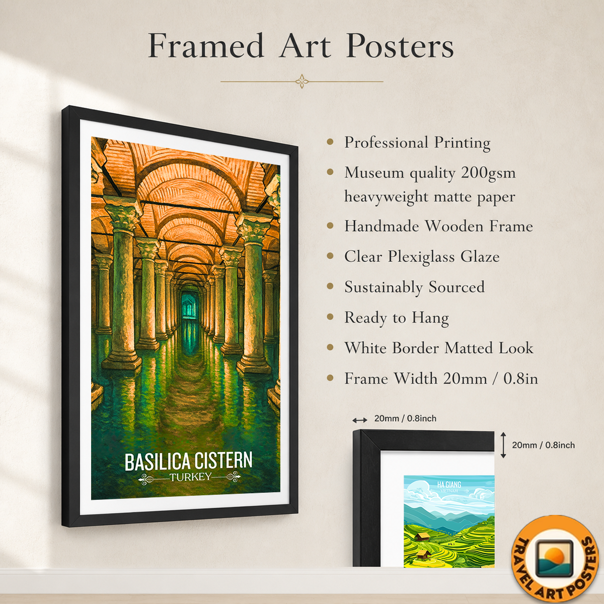 Basilica Cistern - Turkey - Travel Art Wall Deco Poster Print - Art Print - Travel Art Poster