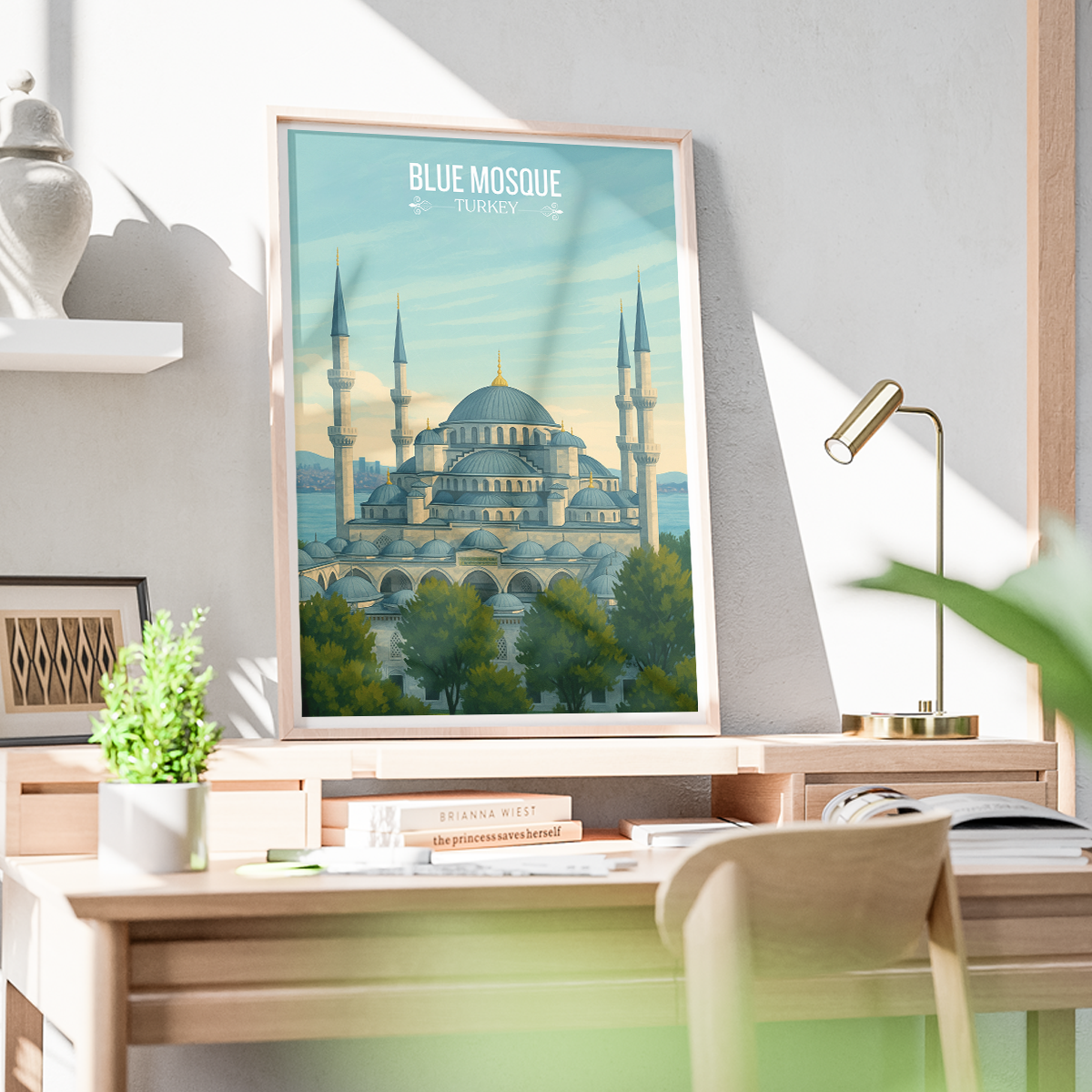 Sultan Ahmed Mosque - Turkey - Vintage Travel Wall Art Poster Print - Art Print - Travel Art Poster