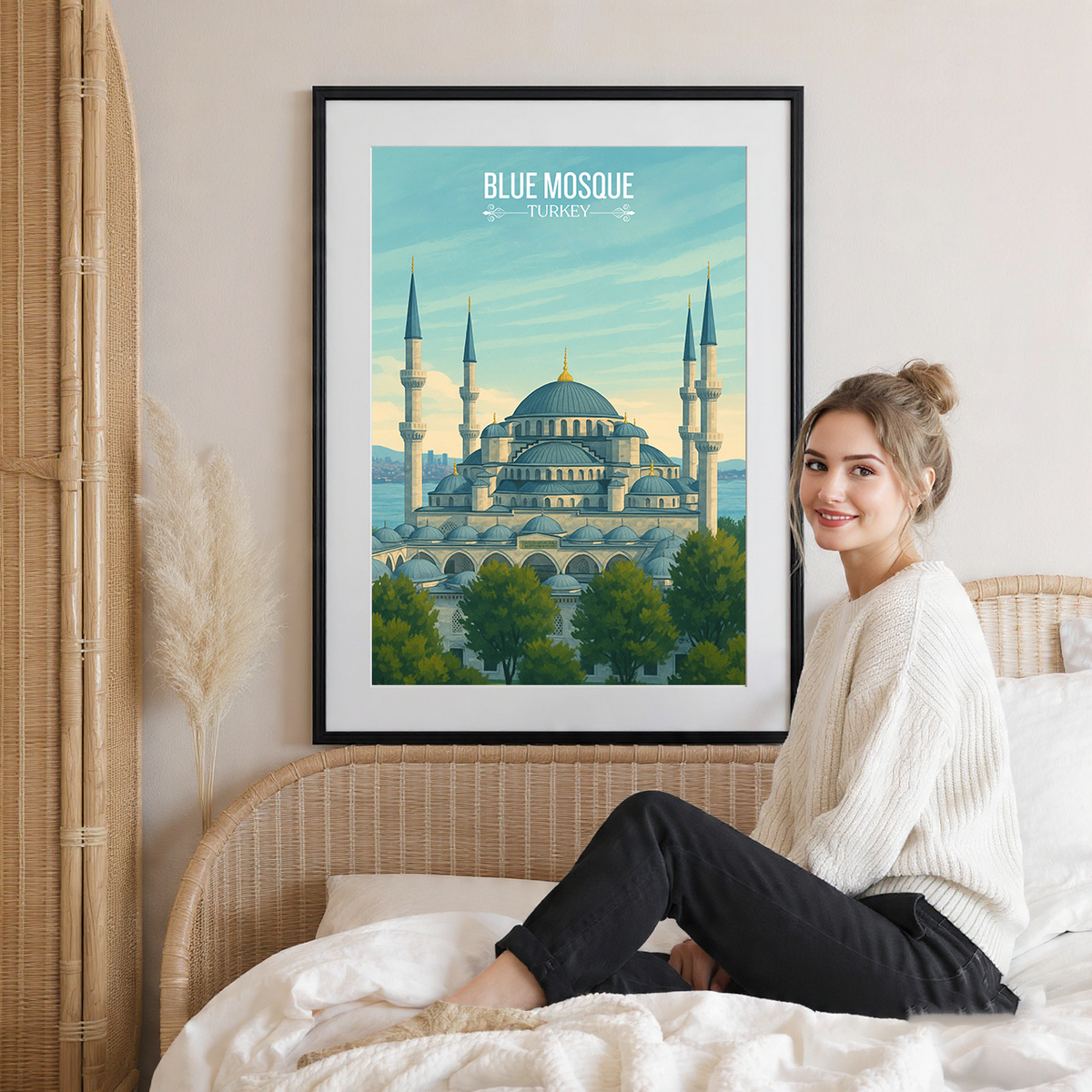 Sultan Ahmed Mosque - Turkey - Vintage Travel Wall Art Poster Print - Art Print - Travel Art Poster