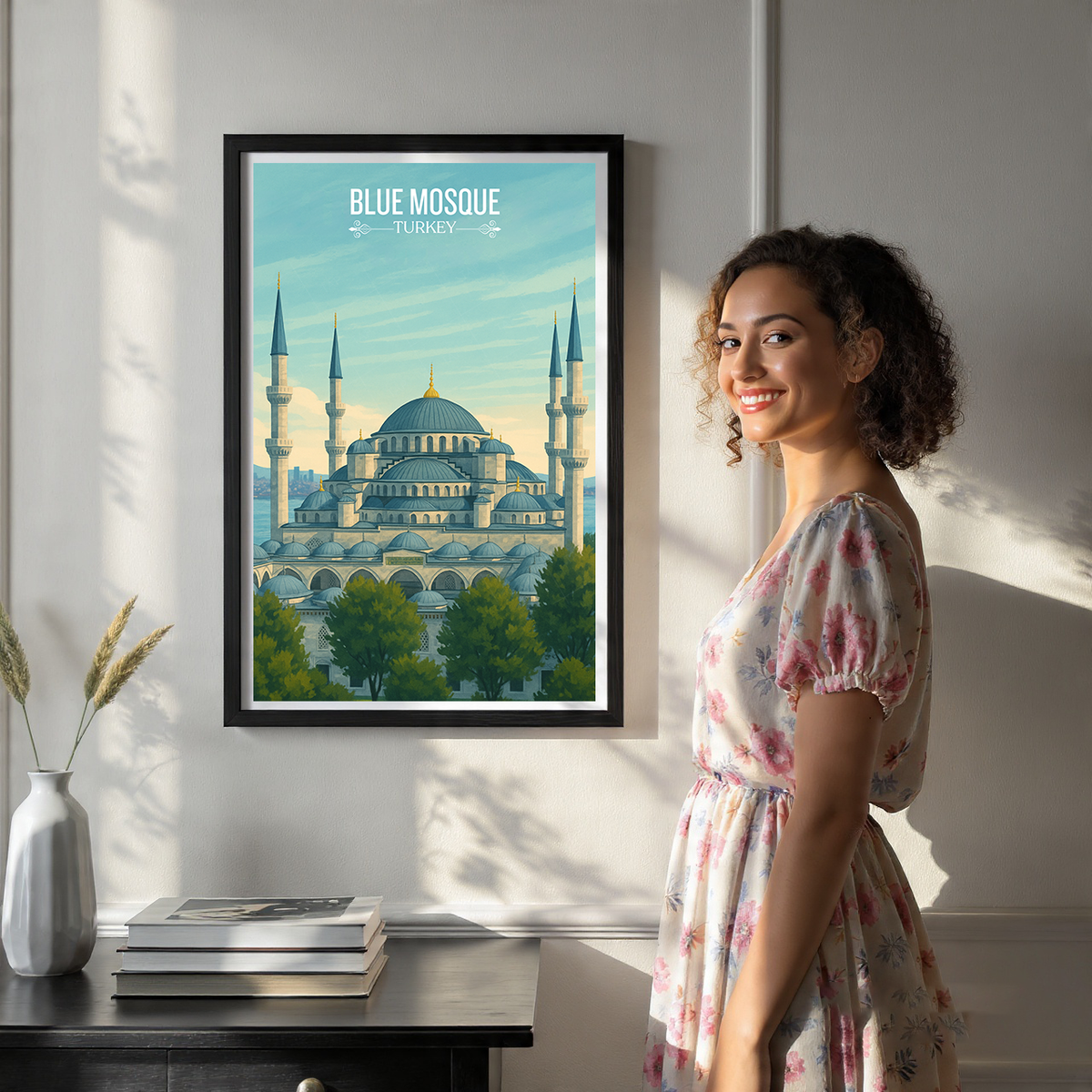 Sultan Ahmed Mosque - Turkey - Vintage Travel Wall Art Poster Print - Art Print - Travel Art Poster