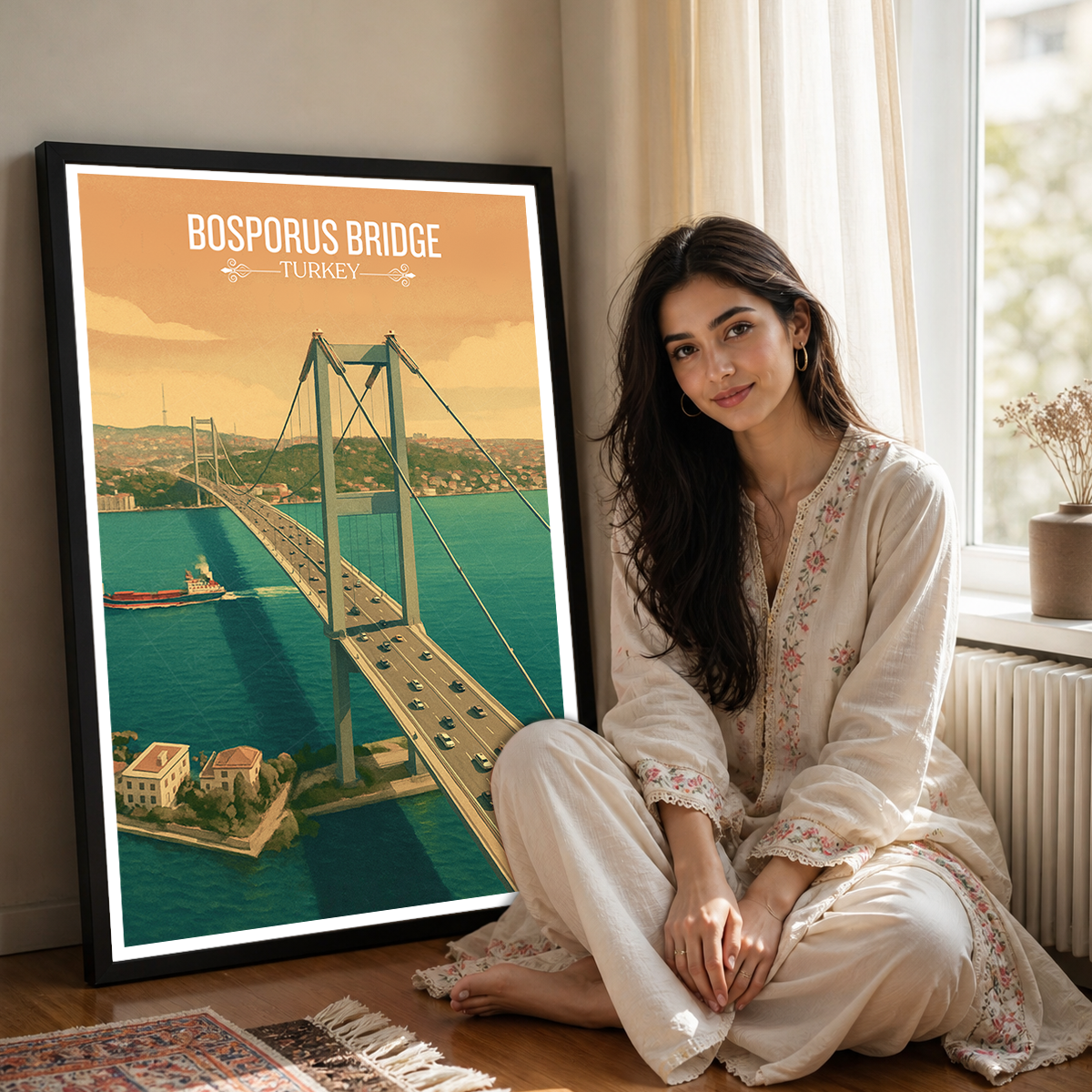 Bosphorus Bridge - Turkey - Vintage Travel Wall Art Poster Print - Art Print - Travel Art Poster