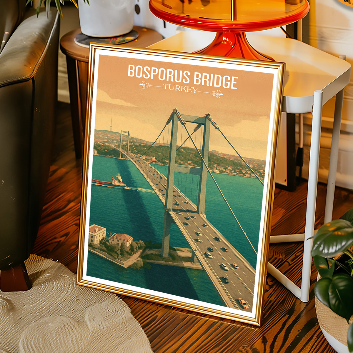 Bosphorus Bridge - Turkey - Vintage Travel Wall Art Poster Print - Art Print - Travel Art Poster
