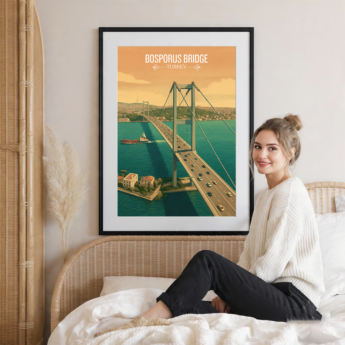 Bosphorus Bridge - Turkey - Vintage Travel Wall Art Poster Print - Art Print - Travel Art Poster