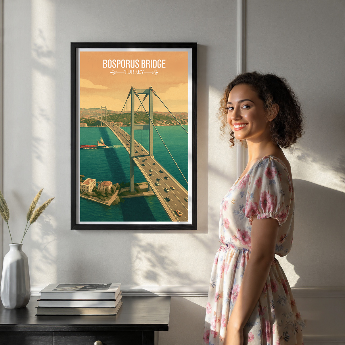 Bosphorus Bridge - Turkey - Vintage Travel Wall Art Poster Print - Art Print - Travel Art Poster