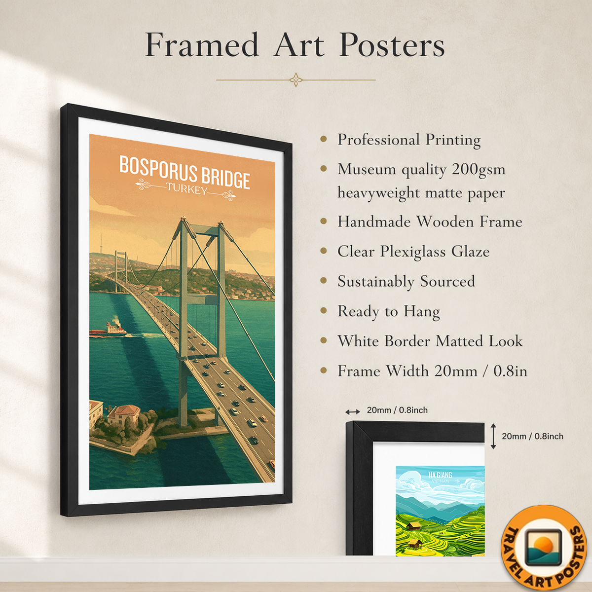 Bosphorus Bridge - Turkey - Vintage Travel Wall Art Poster Print - Art Print - Travel Art Poster