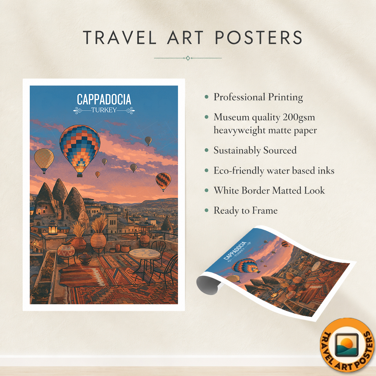 Cappadocia - Turkey - Vintage Travel Wall Art Poster Print - Art Print - Travel Art Poster