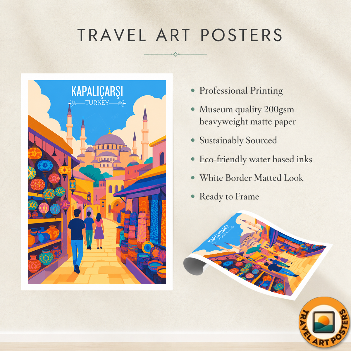 Kapalıçarşı - Turkey - Vintage Travel Wall Art Poster Print