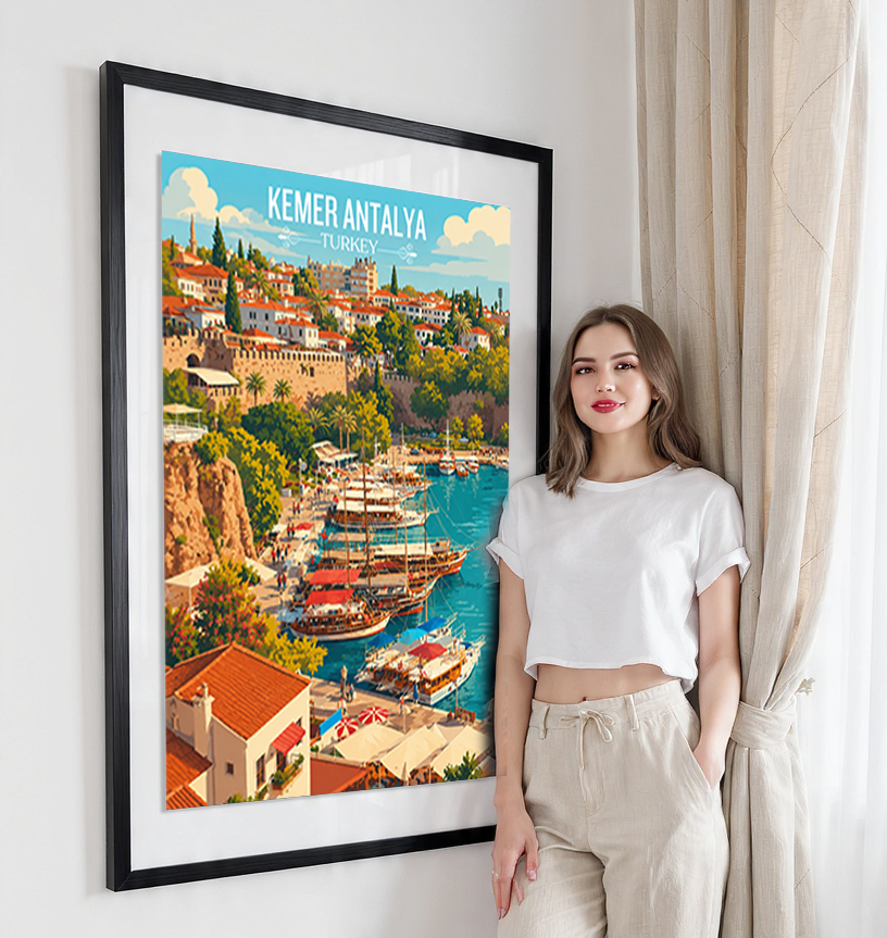 Kemer Antalya - Turkey - Vintage Travel Wall Art Poster Print