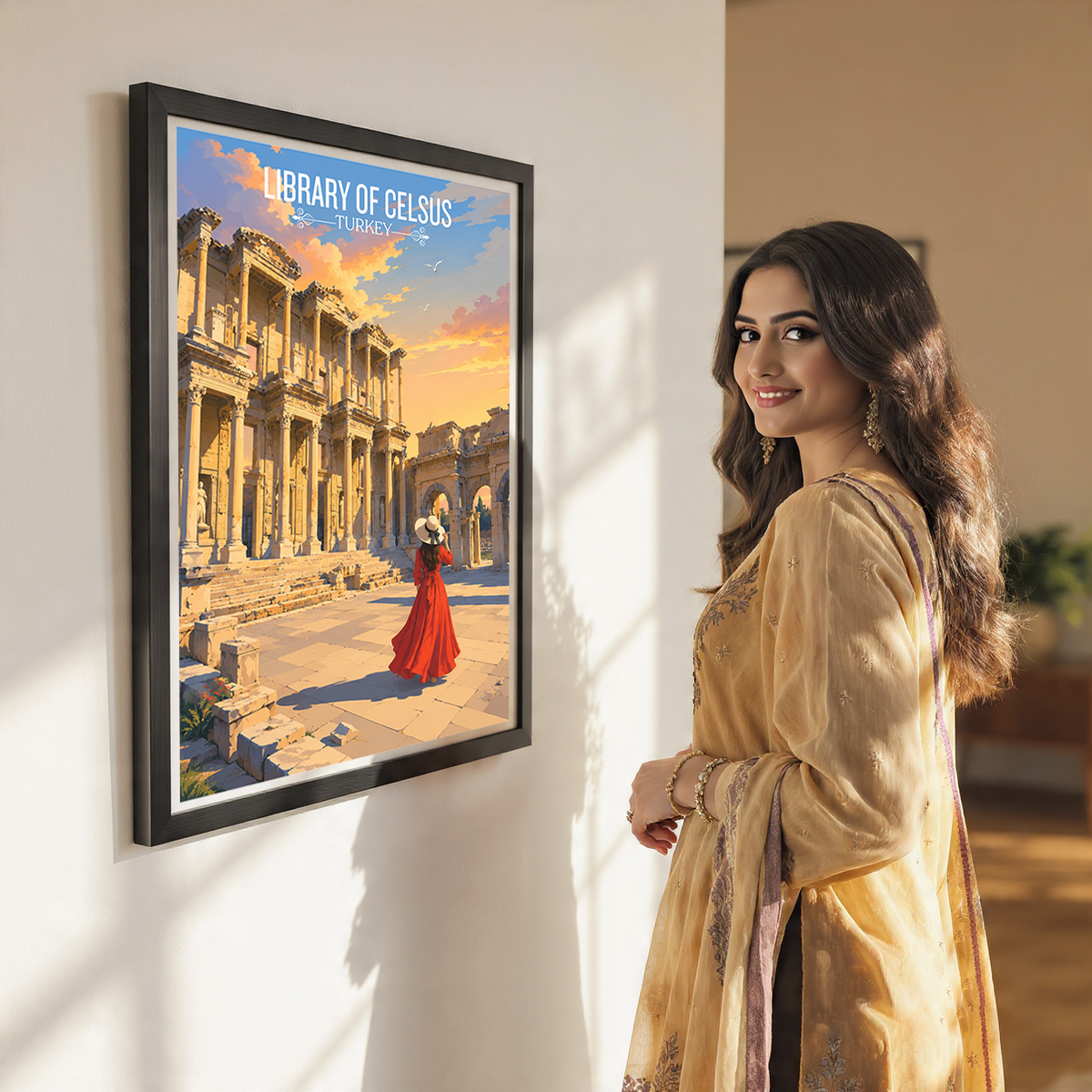 Library of Celsus - Turkey - Vintage Travel Wall Art Poster Print