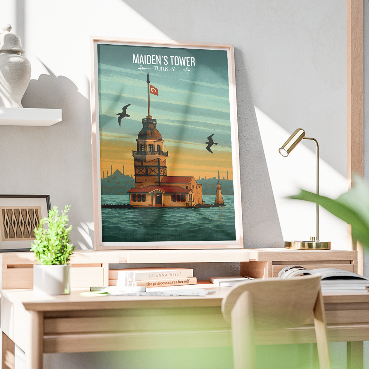 Maiden's Tower - Turkey - Vintage Travel Wall Art Poster Print