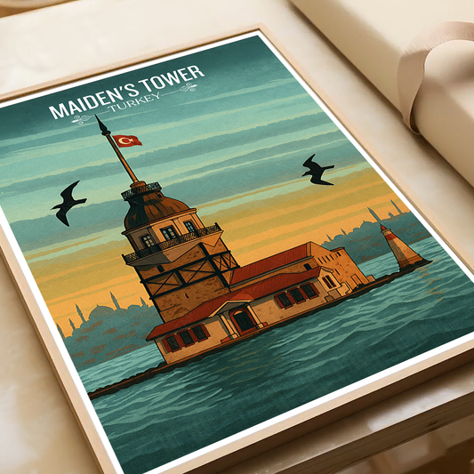Maiden's Tower - Turkey - Vintage Travel Wall Art Poster Print - Art Print - Travel Art Poster