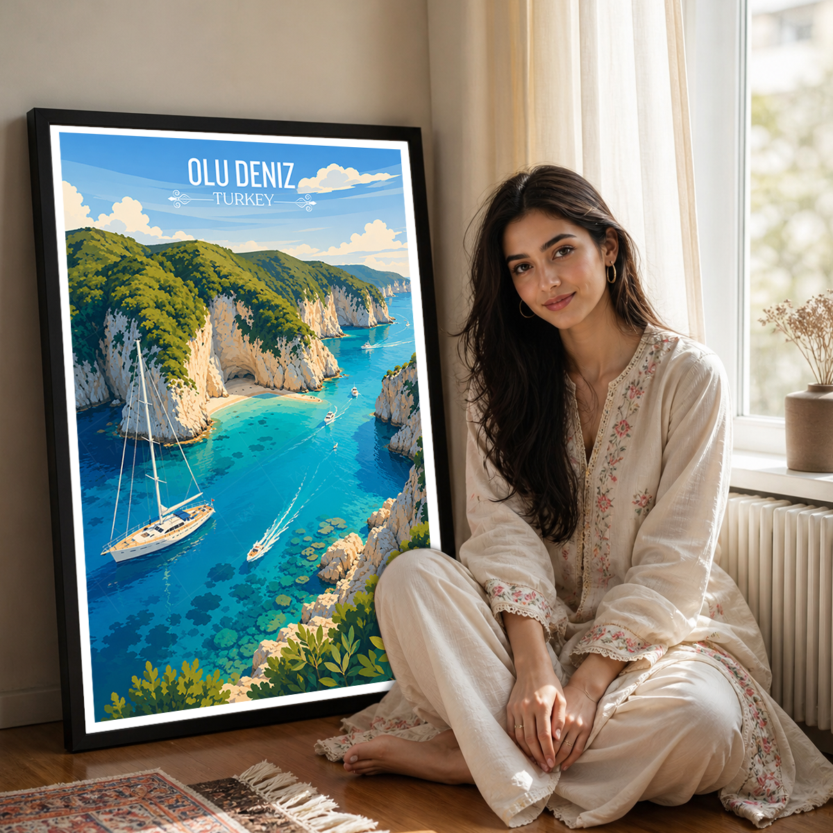 Olu Deniz - Turkey - Vintage Travel Wall Art Poster Print