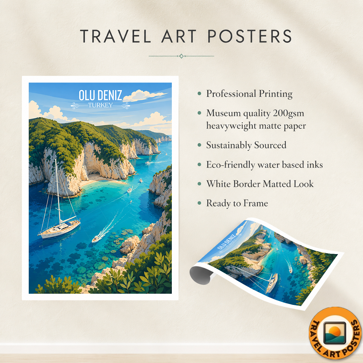 Olu Deniz - Turkey - Vintage Travel Wall Art Poster Print