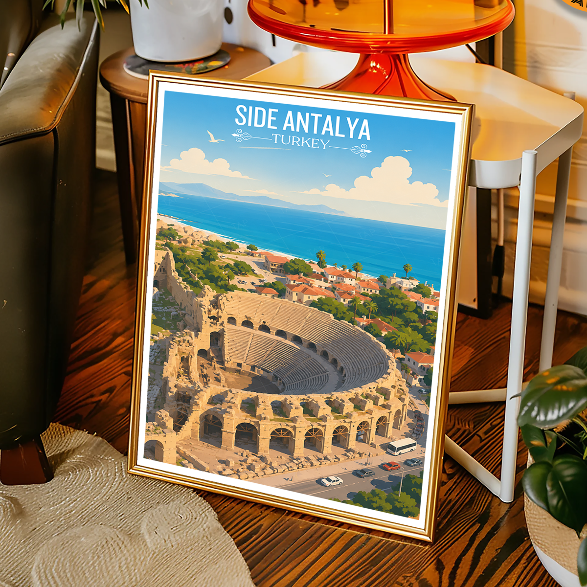 Side Antalya - Turkey - Vintage Travel Wall Art Poster Print