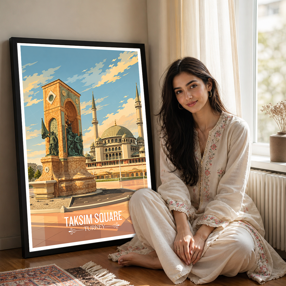 Taksim Square - Turkey - Vintage Travel Wall Art Poster Print
