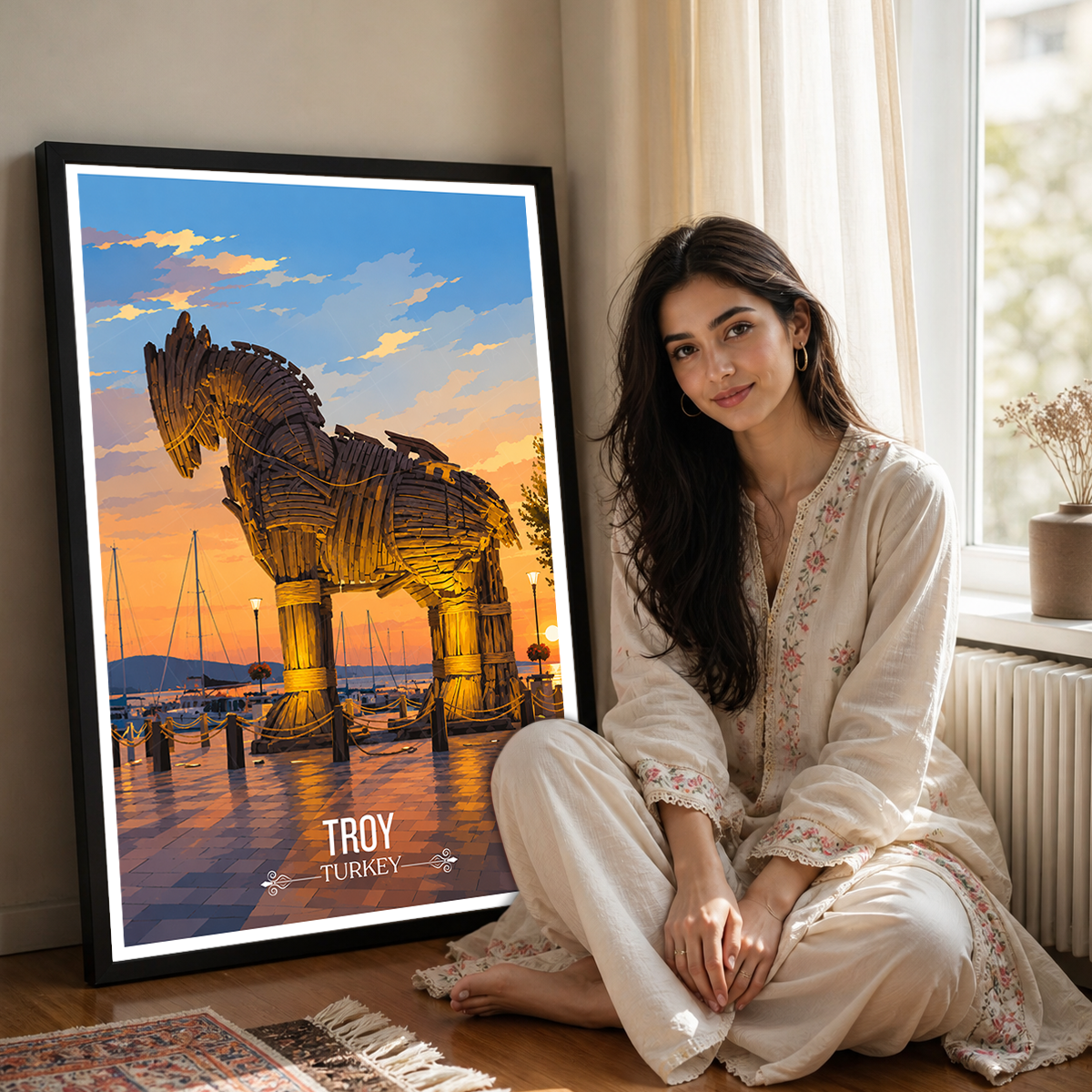 Troy - Turkey - Vintage Travel Wall Art Poster Print