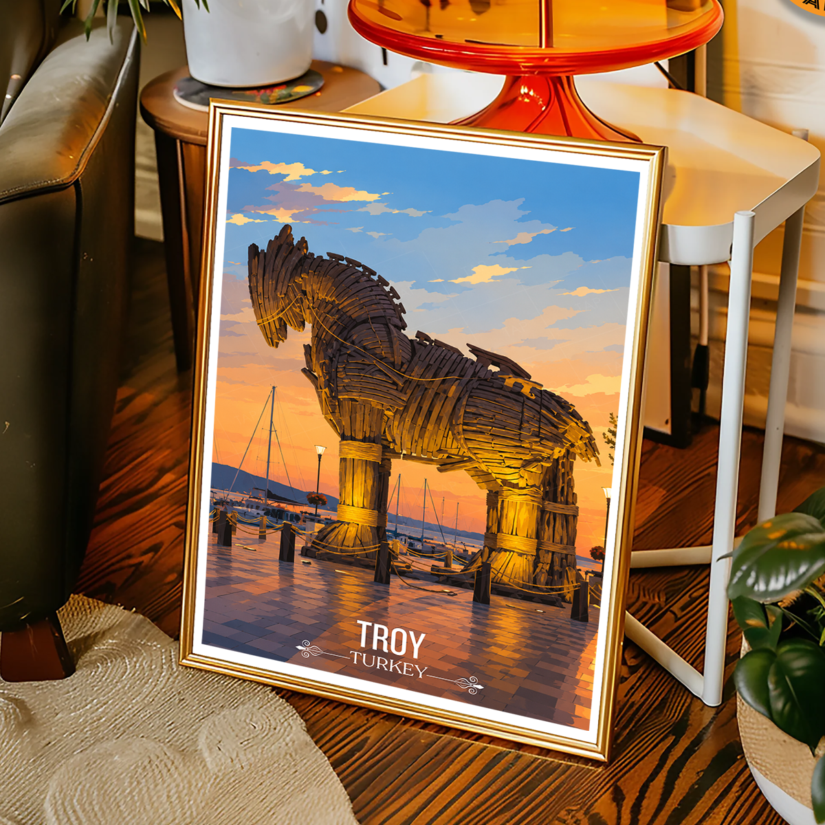 Troy - Turkey - Vintage Travel Wall Art Poster Print