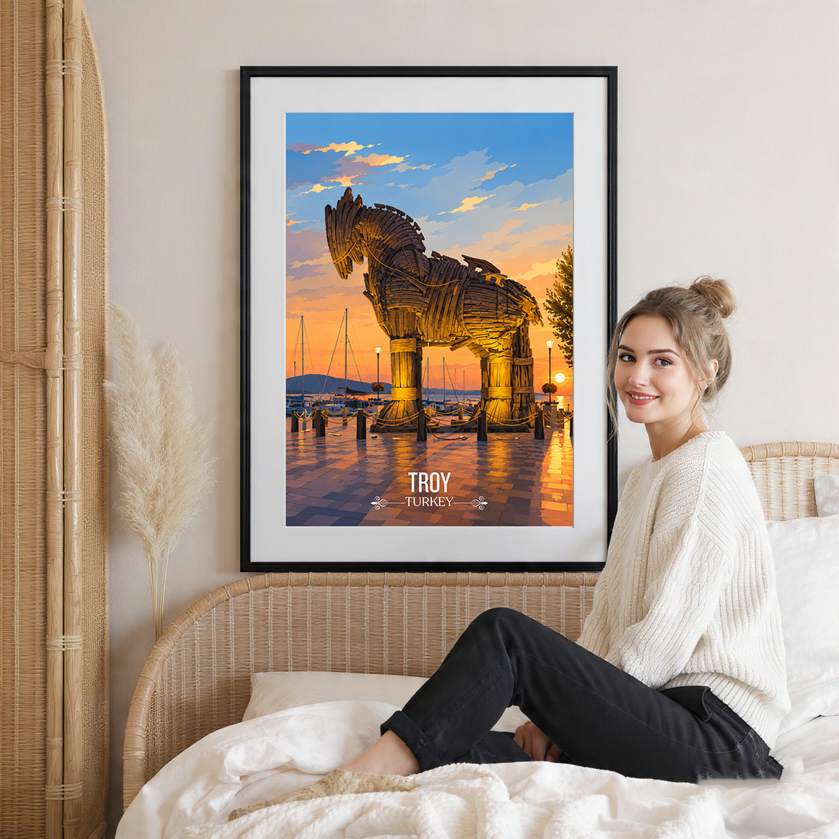 Troy - Turkey - Vintage Travel Wall Art Poster Print
