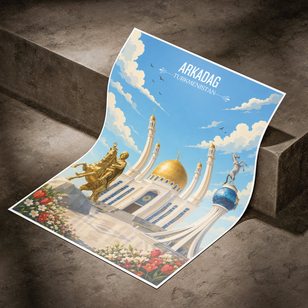 Arkadag - Turkmenistan - Travel Poster Vintage Style Wall Art Print