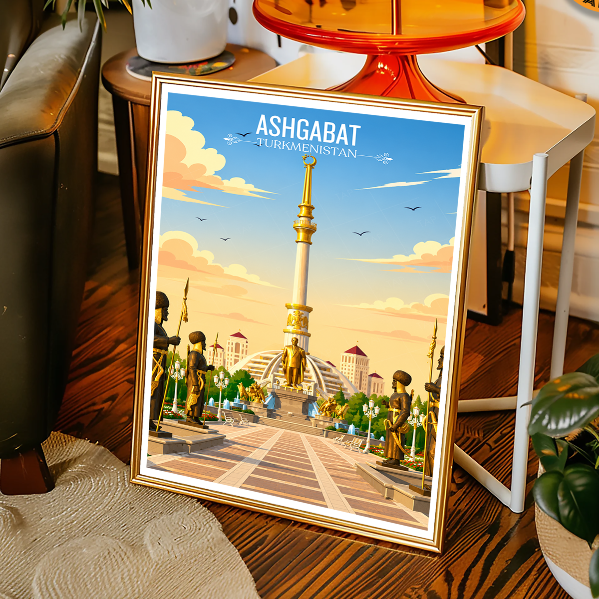 Ashgabat - Turkmenistan - Travel Poster Vintage Style Wall Art Print