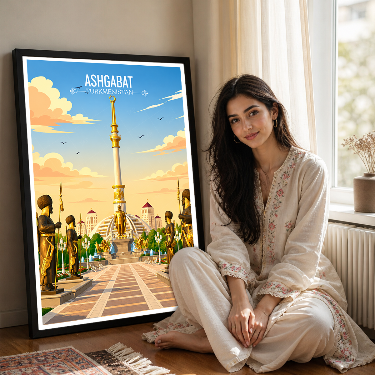 Ashgabat - Turkmenistan - Travel Poster Vintage Style Wall Art Print