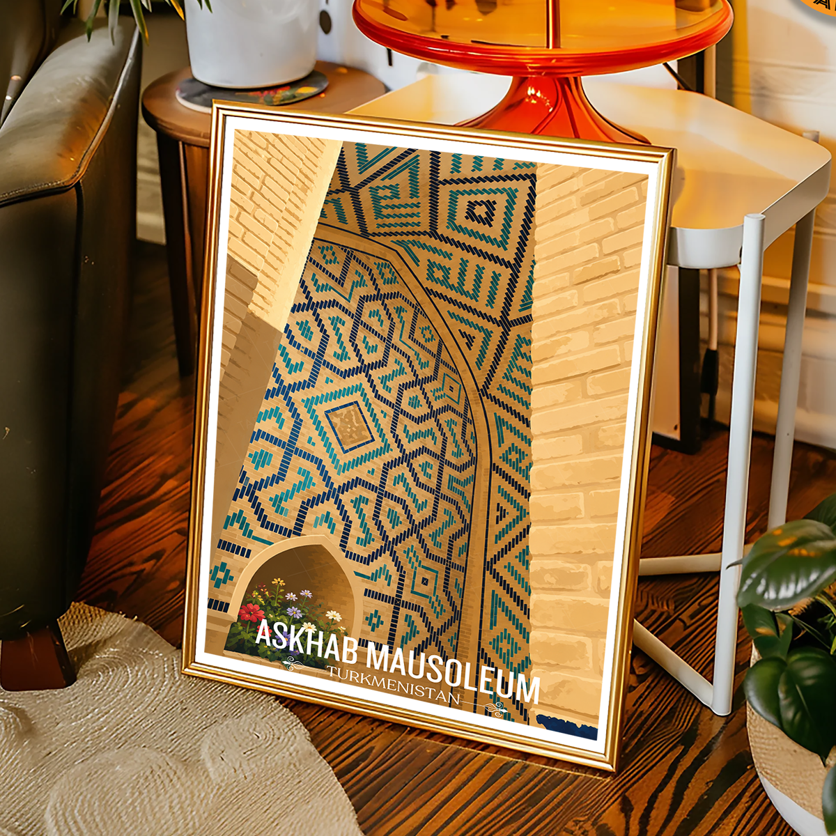 Askhab Masusoleum - Turkmenistan - Travel Poster Vintage Style Wall Art Print