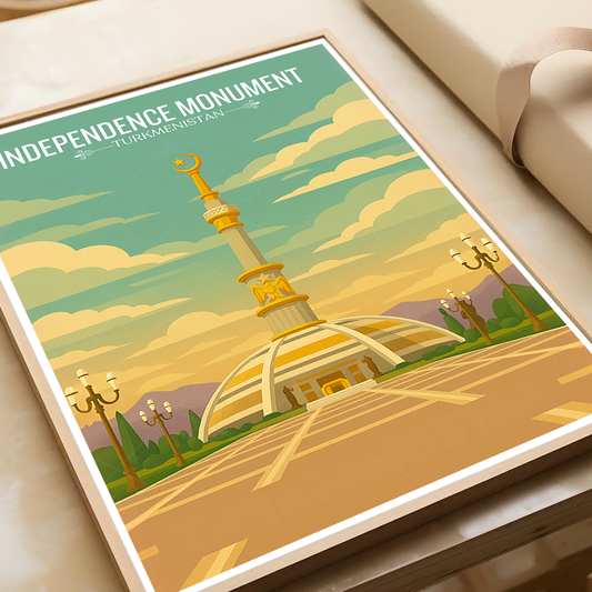 Independence Monument - Turkmenistan - Travel Poster Vintage Style Wall Art Print - Art Print - Travel Art Poster