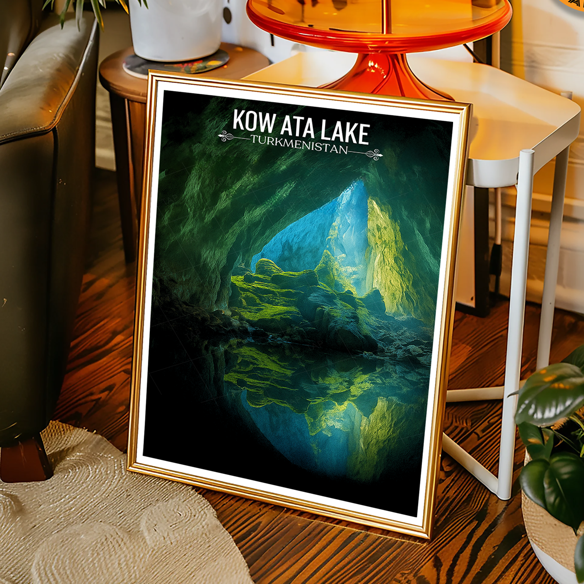 Kow Ata Underground Lake - Turkmenistan - Travel Poster Vintage Style Wall Art Print