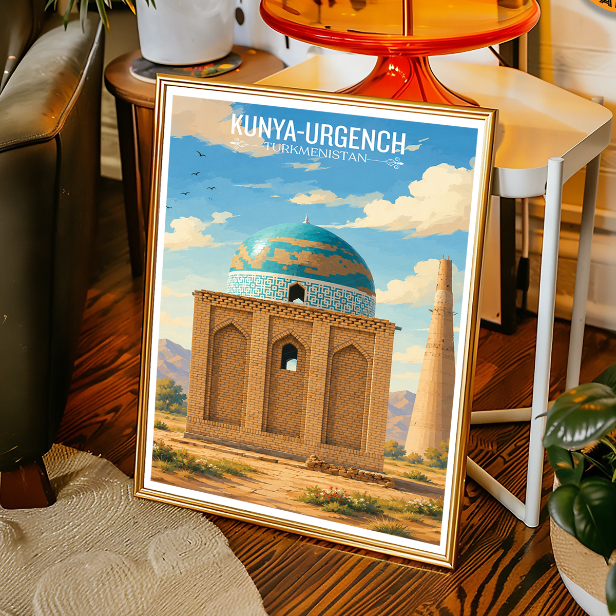 Kunya-Urgench - Turkmenistan - Travel Poster Vintage Style Wall Art Print