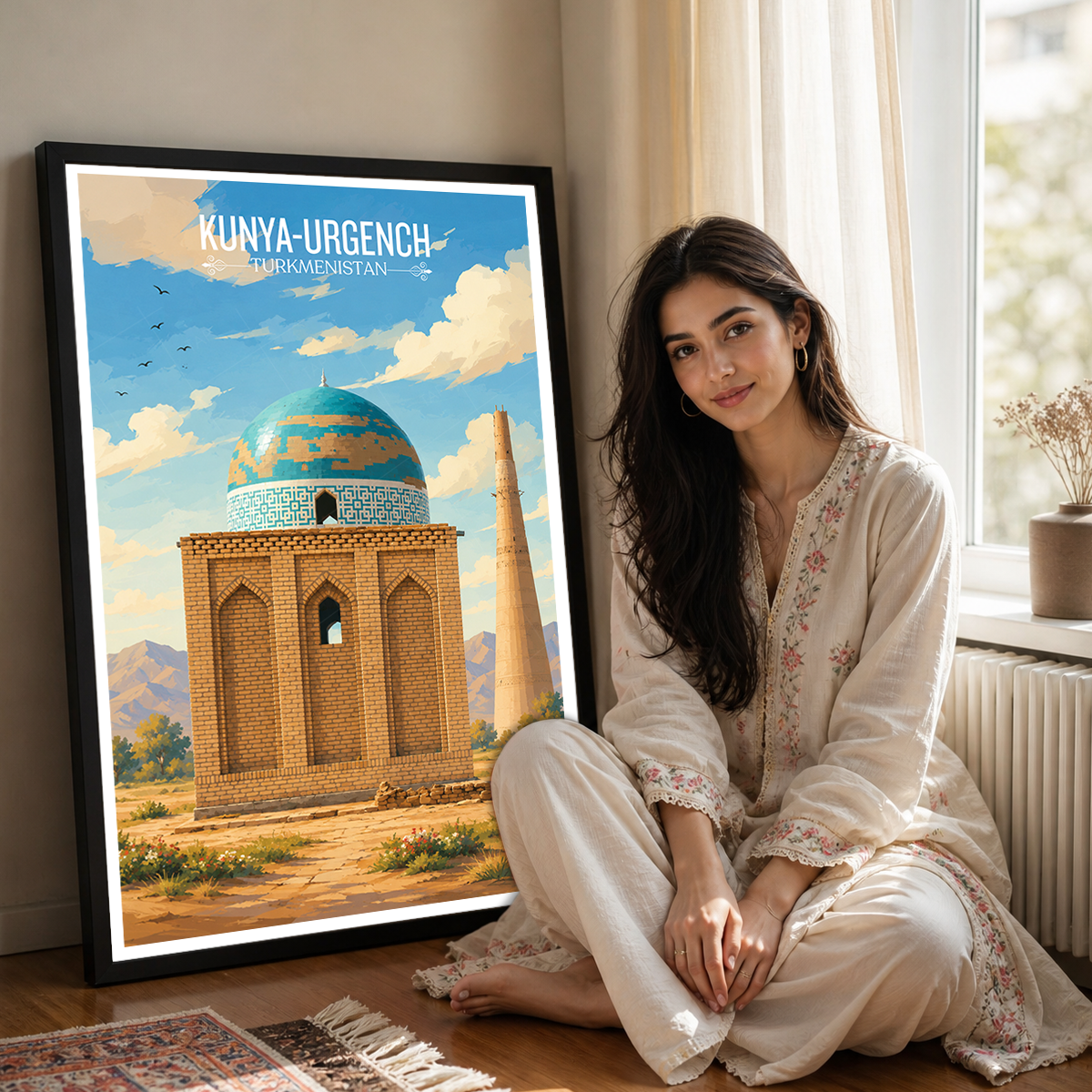 Kunya-Urgench - Turkmenistan - Travel Poster Vintage Style Wall Art Print