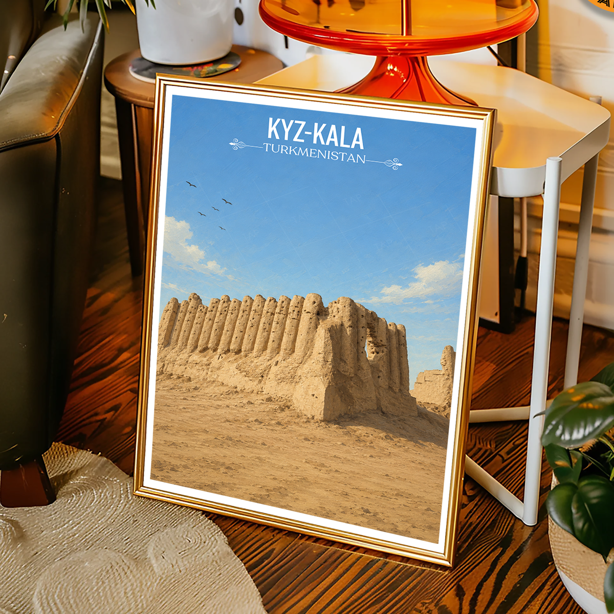 Kyz-Kala - Turkmenistan - Travel Poster Vintage Style Wall Art Print