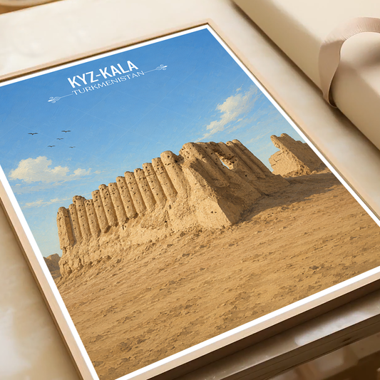 Kyz-Kala - Turkmenistan - Travel Poster Vintage Style Wall Art Print - Art Print - Travel Art Poster