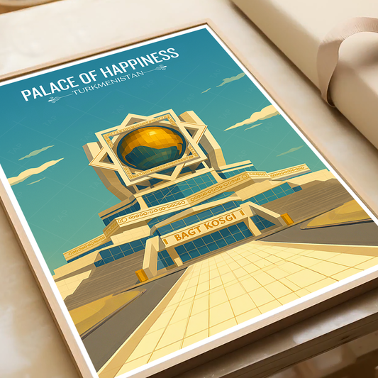 Palace of Happiness - Turkmenistan - Travel Poster Vintage Style Wall Art Print - Art Print - Travel Art Poster