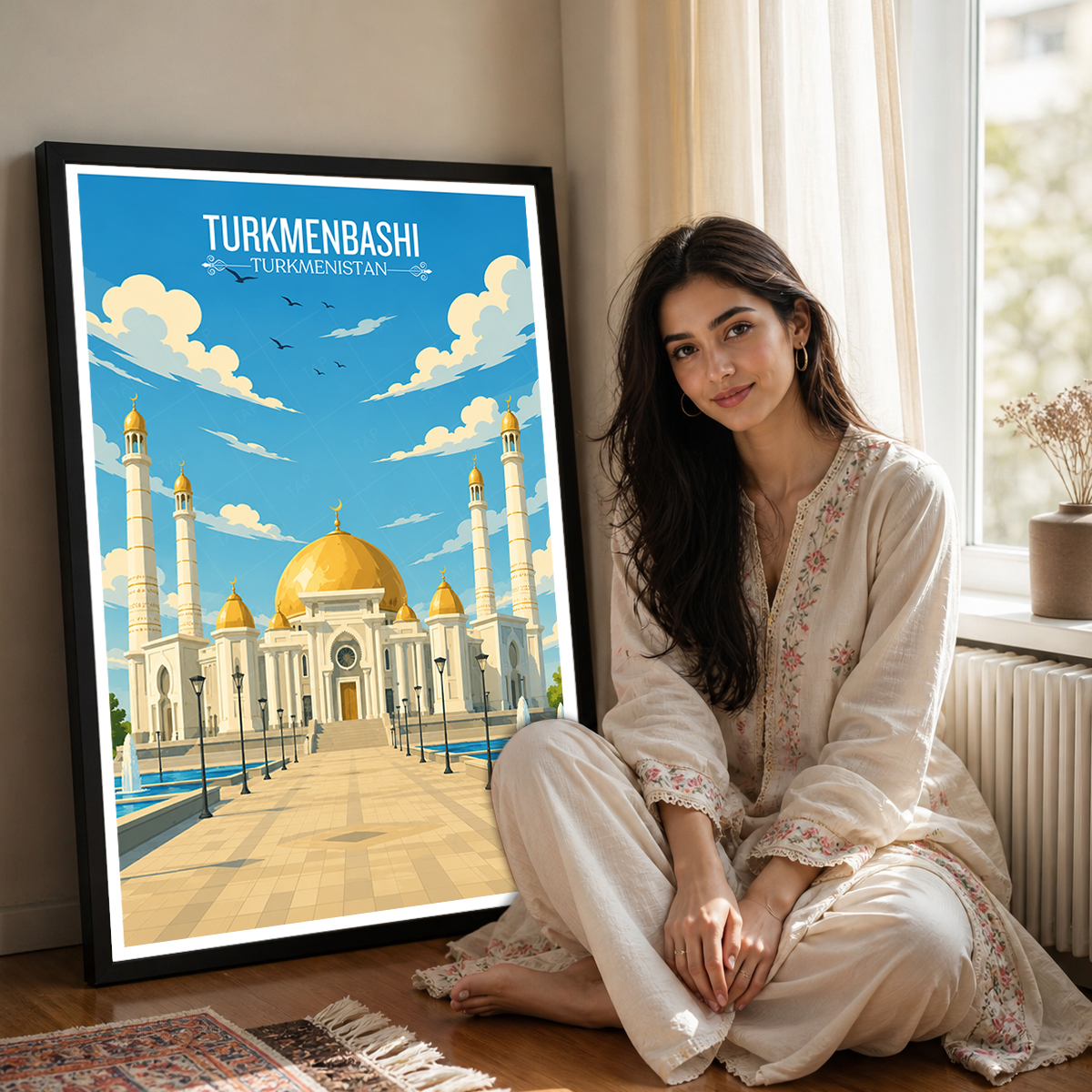 Turkmenbashi - Turkmenistan - Travel Poster Vintage Style Wall Art Print