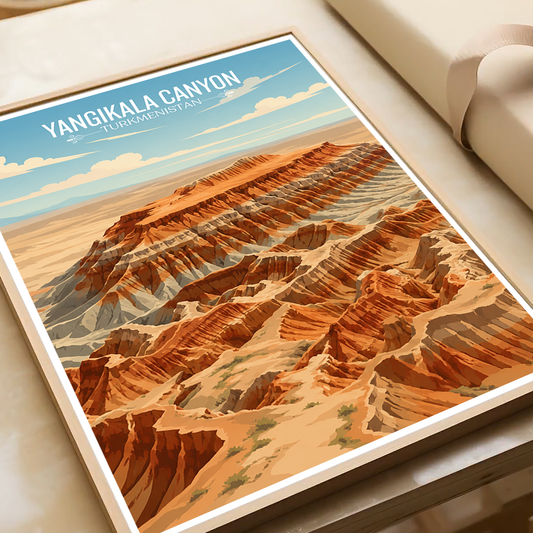 Yangikala Canyon - Turkmenistan - Travel Poster Vintage Style Wall Art Print - Art Print - Travel Art Poster