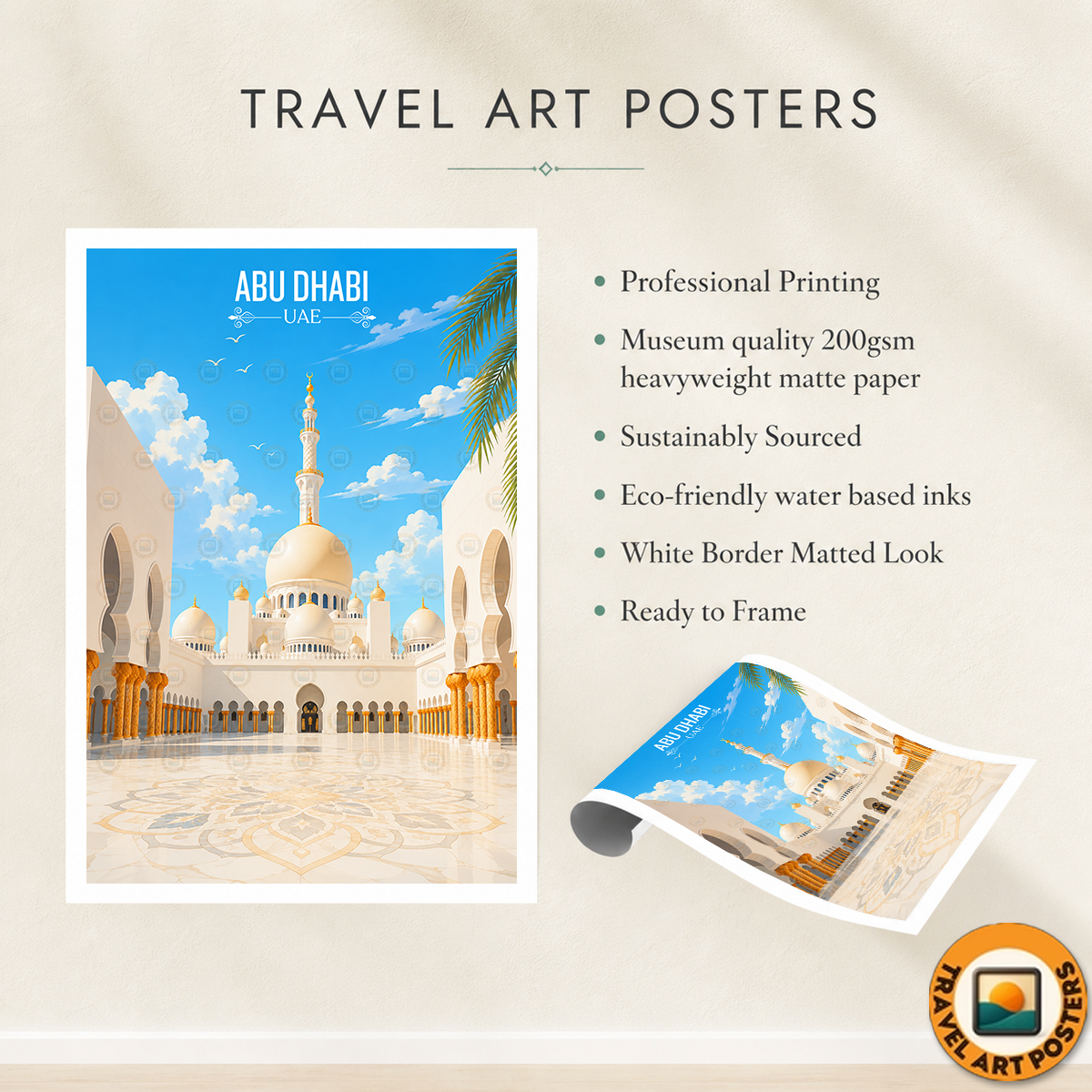 Abu Dhabi - UAE - Travel Art Print Wall Deco Poster