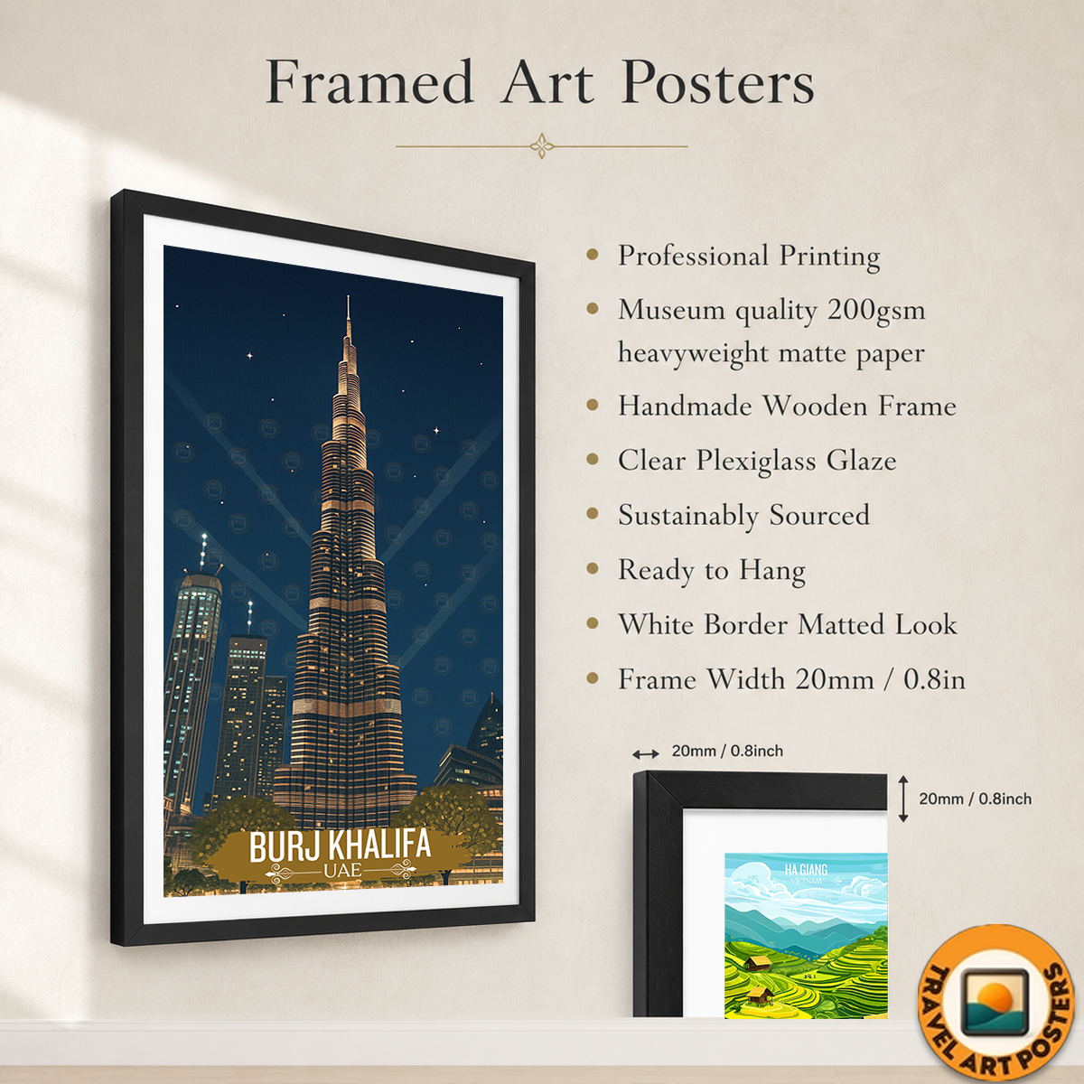 Burj Khalifa - UAE - Travel Art Print Wall Deco Poster