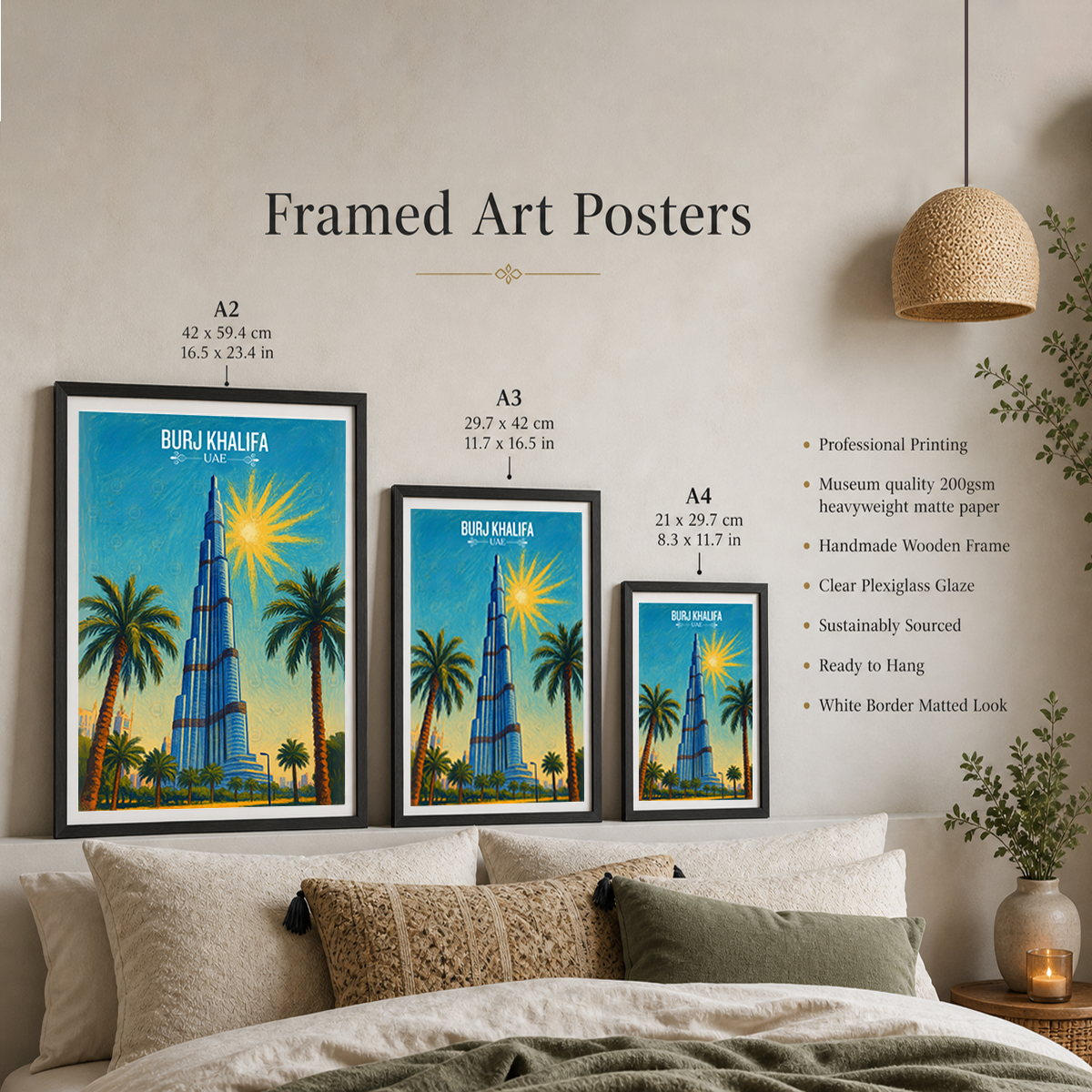 Burj Khalifa - UAE - Travel Art Print Wall Deco Poster