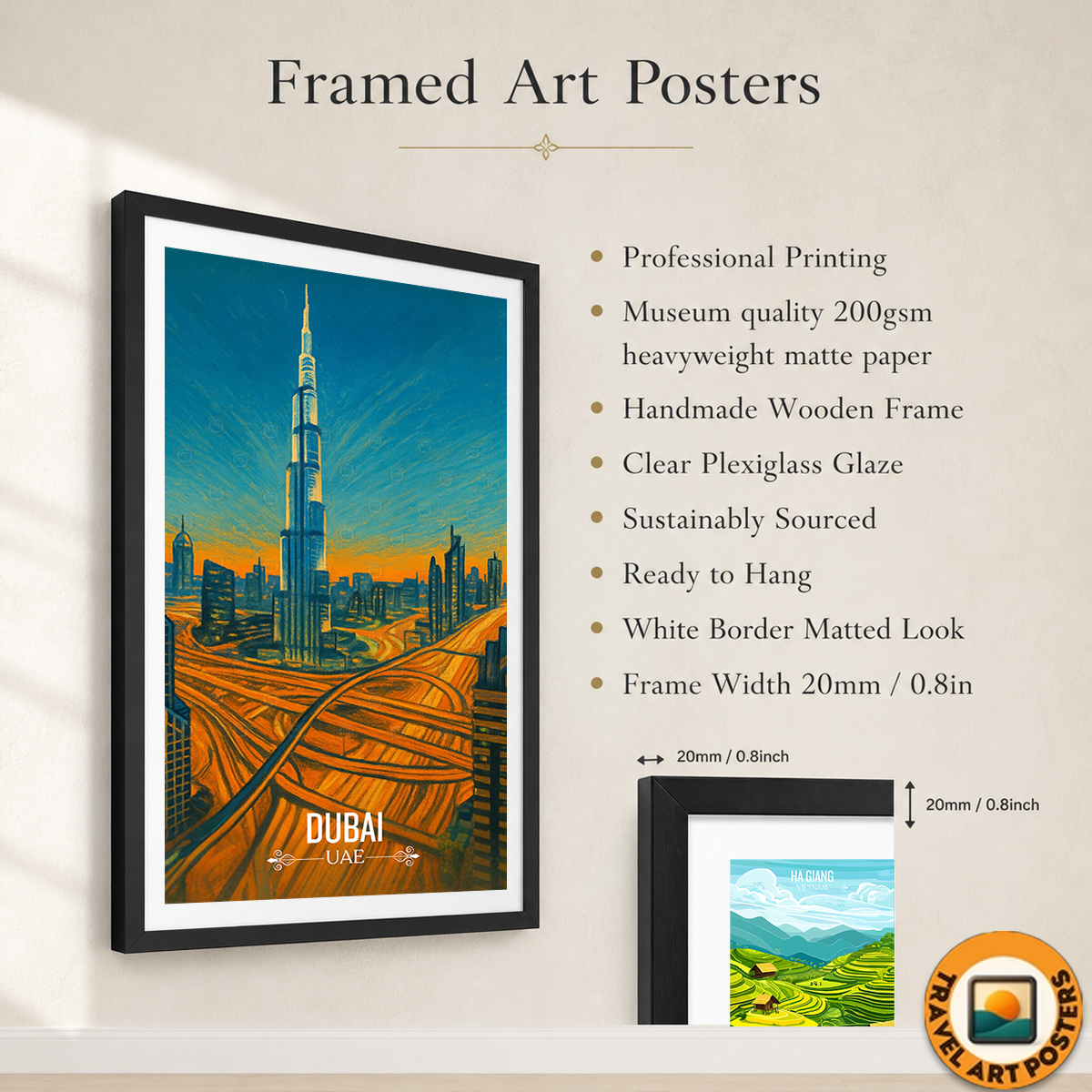 Dubai - UAE - Travel Art Print Wall Deco Poster