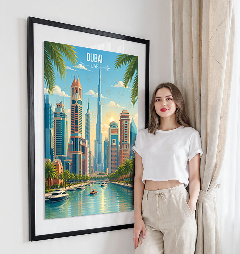 Dubai - UAE - Travel Art Print Wall Deco Poster - Travel Art Poster Print