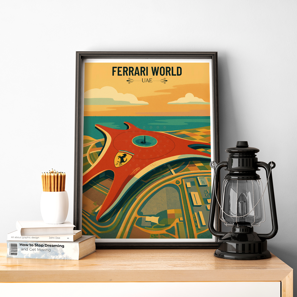 Ferrari World - UAE - Travel Art Print Wall Deco Poster - Travel Art Poster Print