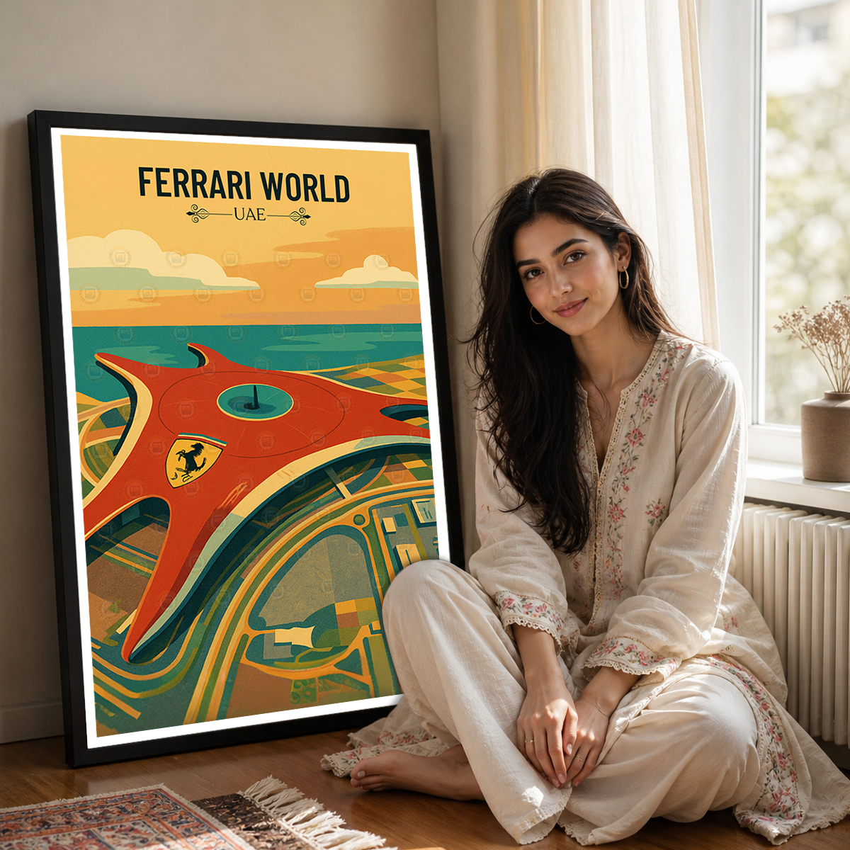 Ferrari World - UAE - Travel Art Print Wall Deco Poster - Travel Art Poster Print