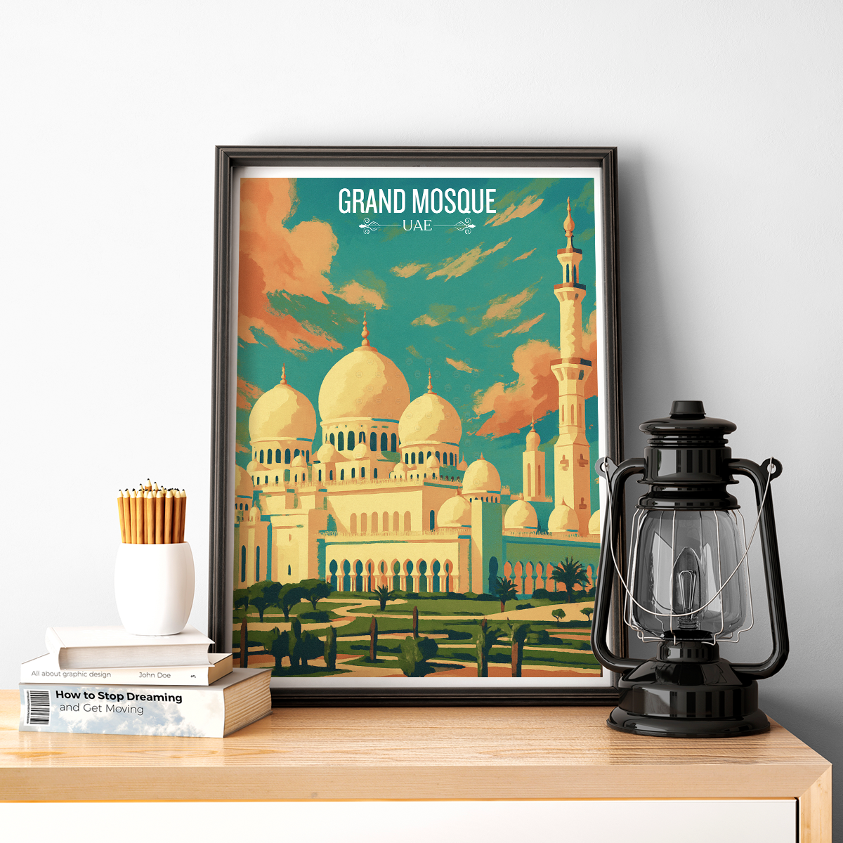 Grand Mosque - UAE - Travel Art Print Wall Deco Poster - Travel Art Poster Print